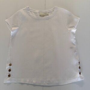 Cyynthia Rowley 100% Linen Top Side Buttons Short Sleeve White Size S Resortwear